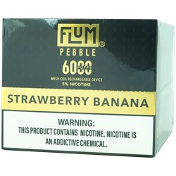 Flum Pebble Strawberry Banana 10 Pack flum, pebble, disposable, vape, disposable vape, nicotine, 50mg, strawberry, banana, strawberry banana, grape, grape fruit, fruit, white, 6000, puffs, 6000 puffs, rechargeable