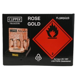 Clipper Metal Lighters - Rose Gold - 12CT Display 