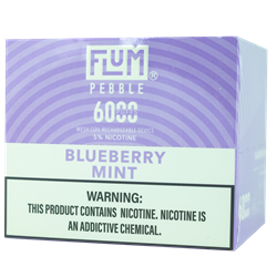 Flum Pebble Blueberry Mint 10 Pack flum, pebble, disposable, vape, disposable vape, nicotine, 50mg, blue, berry, blueberry, mint, blueberry mint, 6000, puffs, 6000 puffs, rechargeable