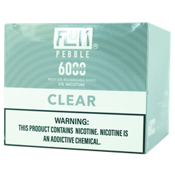 Flum Pebble Clear 10 Pack flum, pebble, flum pebble, disposable, vape, disposable vape, nicotine, 50mg, clear, 6000, puffs, 6000 puffs, rechargeable