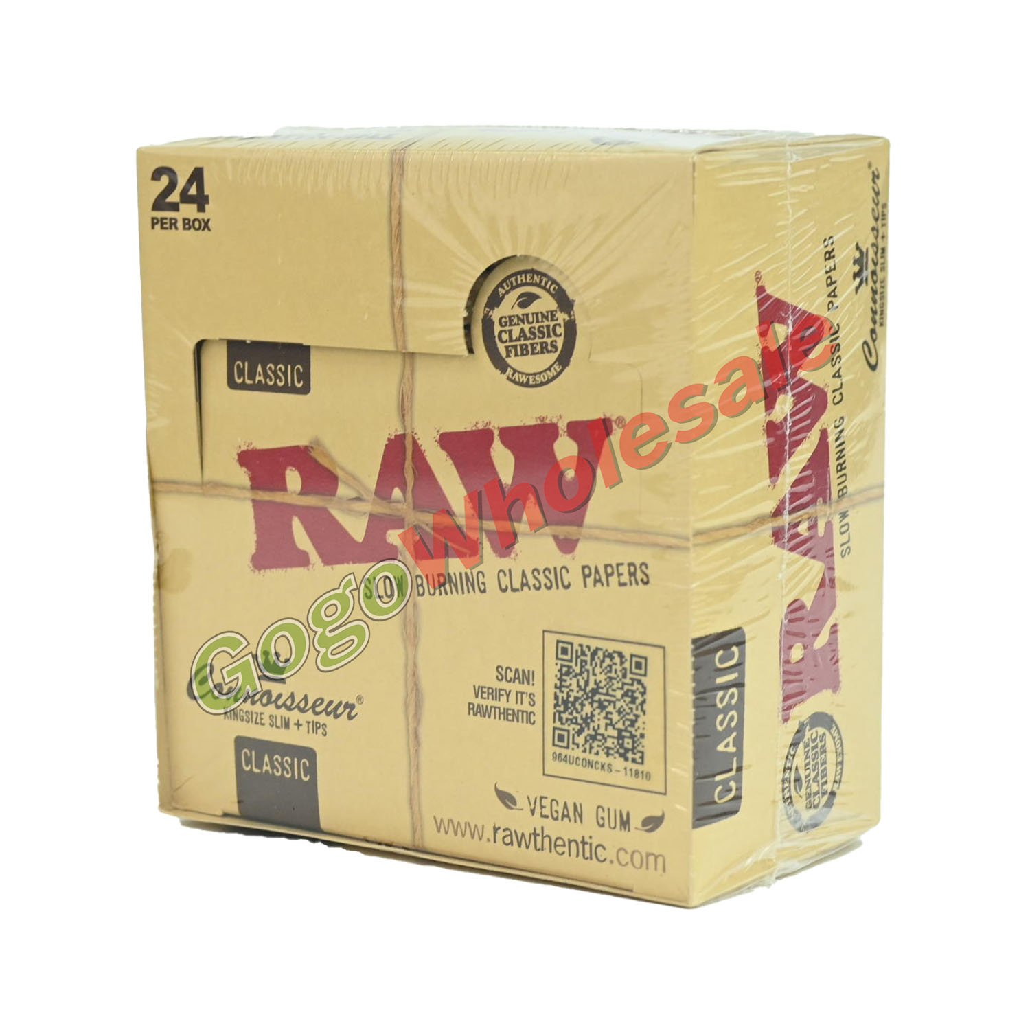 RAW Connoisseur Kingsize Slim Papers plus Tips 24 Pack RAW, raw tips, pre-roll tips, tips, rolling papers, raw rolling papers