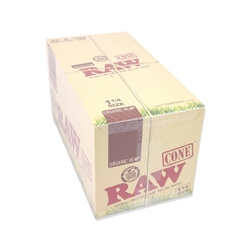 RAW Organic Hemp 1 1/4 Pre-Rolled Cones (Box of 32 Packs) 