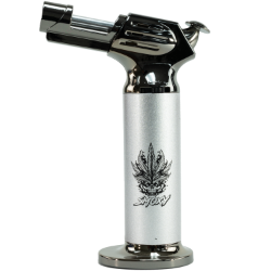 Smoxy Premium Cannon Torch Silver SMOXY, gas lighter, torch lighter, premium lighter, stylish accessory, cigar lighter, unique lighter, sleek torch, sophisticated flame, reliable ignition, ergonomic grip, conversation starter, quality construction, refillable lighter, statement piece.