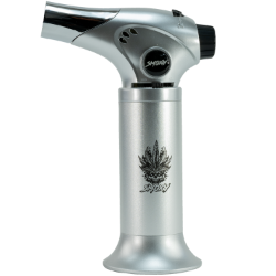 Smoxy Premium Loki Torch Silver  gas lighter torch, Smoxy Premium, Loki Torch, outdoor lighting, camping gear, hiking essentials, versatile flame, adventure companion, durable design, portable tool, outdoor exploration, gas-powered torch, reliable ignition, convenient camping accessory.