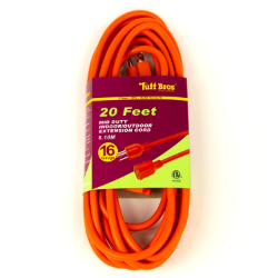 Tuff Bros 20ft Extension Cord (Indoor/Outdoor) - 1PC 