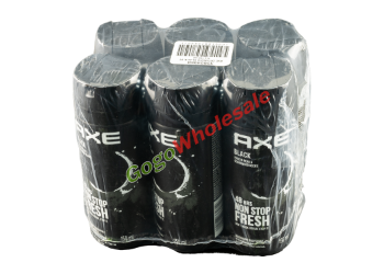 Axe Black Deodorant Body Spray 6pk Axe, Black Deodorant Bodyspray, 6-Pack, sophisticated fragrance, crisp apple, warm vanilla, captivating scent, all-day freshness, powerful odor protection, invigorated confidence, travel-friendly canister, refresh on the go, value pack, grooming routine, unleash charisma, unforgettable presence.