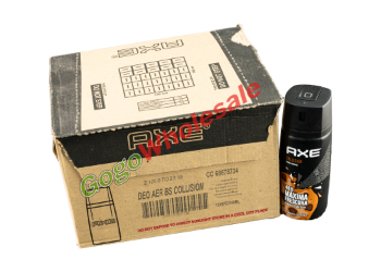 Axe Collision Deodorant Body Spray 6pk Axe, Collision Deodorant Bodyspray, 6-Pack, bold fragrance, fresh citrus, enticing spices, all-day freshness, powerful protection, invigorated confidence, travel-friendly canister, refresh on the go, value pack, modern man, unforgettable statement, charm, charisma.